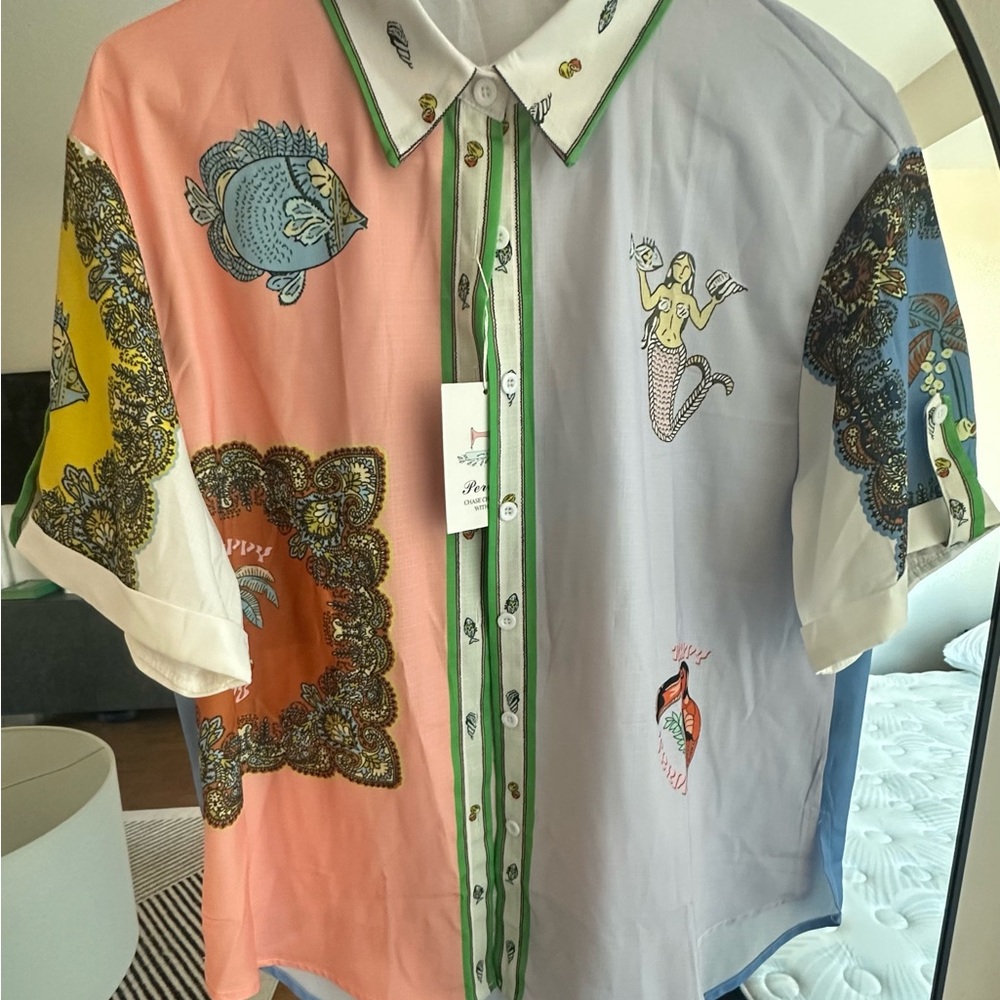 Colorful Graphic Short Sleeve Blouse